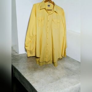 Vintage Ely Cattleman Sz 20 X 37 Tall Man Western Yellow Button-Up Shirt